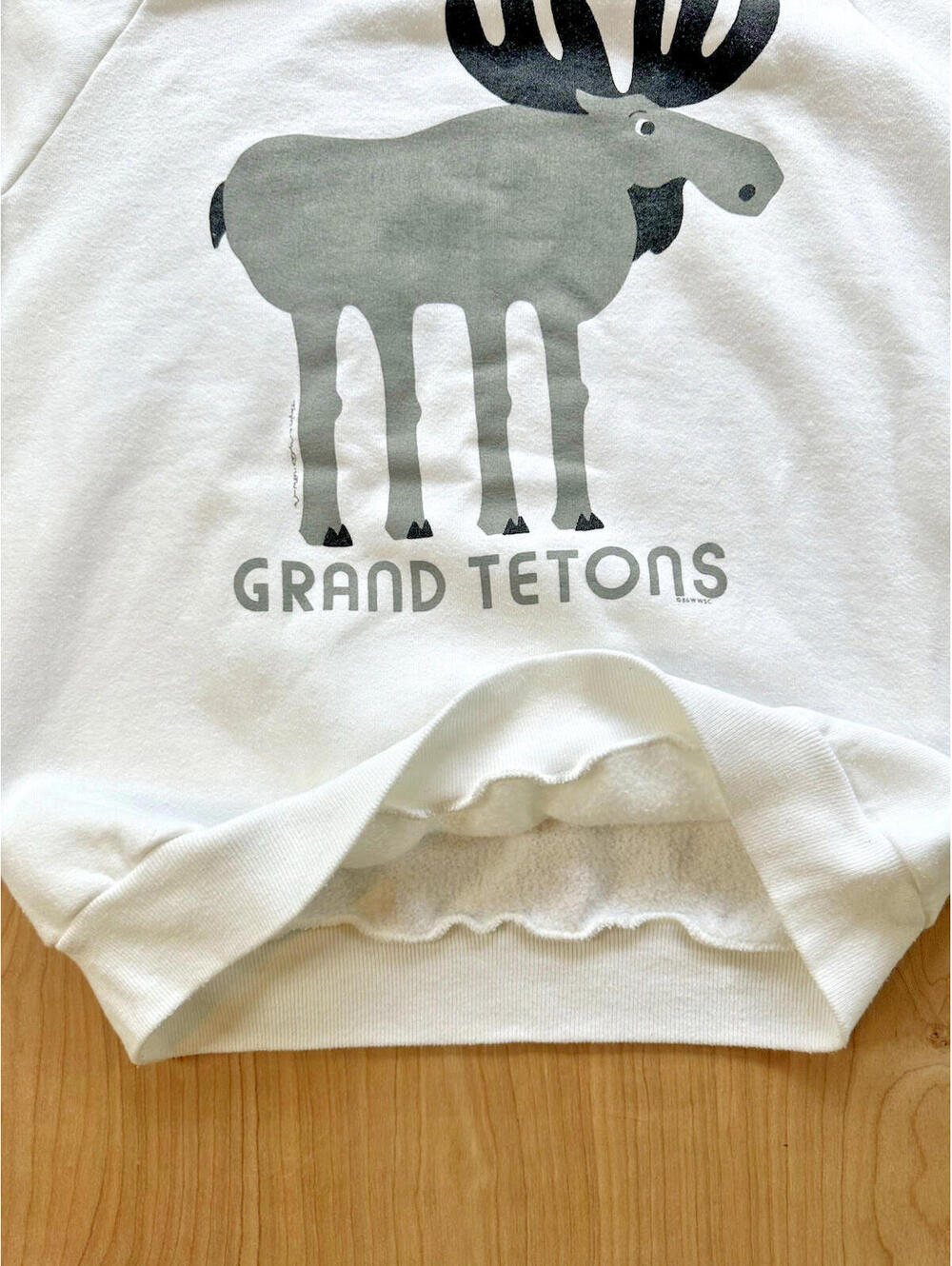 1980's vintage GRAND TETONS national park SWEATSHIRT white MEDIUM moose usa - Picture 4 of 9